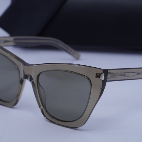 Saint Laurent SL214 KATE 025 Cat Eye Sunglasses - Transparent Brown/Grey - Picture 4 of 12
